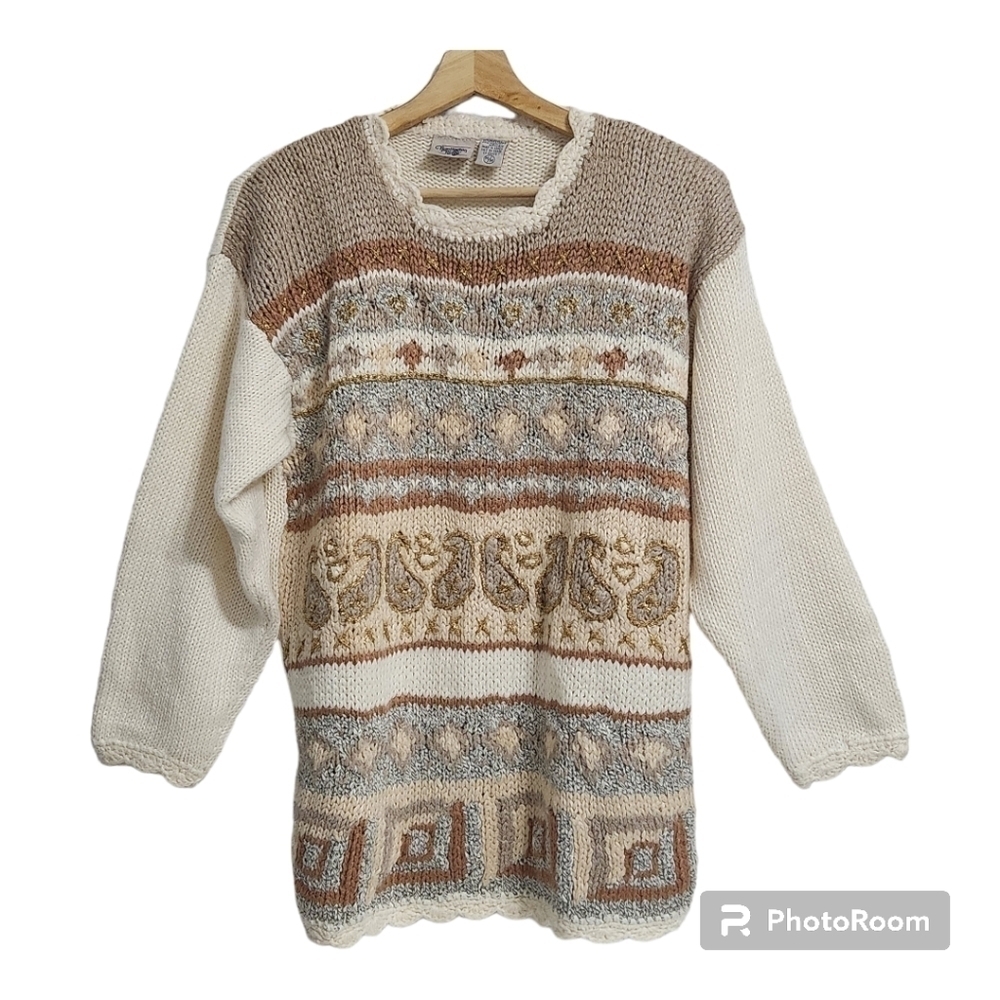 Vintage Huntington Ridge Padded Shoulder Knitted Sweater